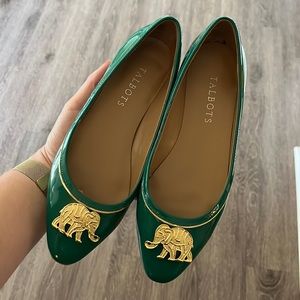 Emerald green Talbots elephant flats
